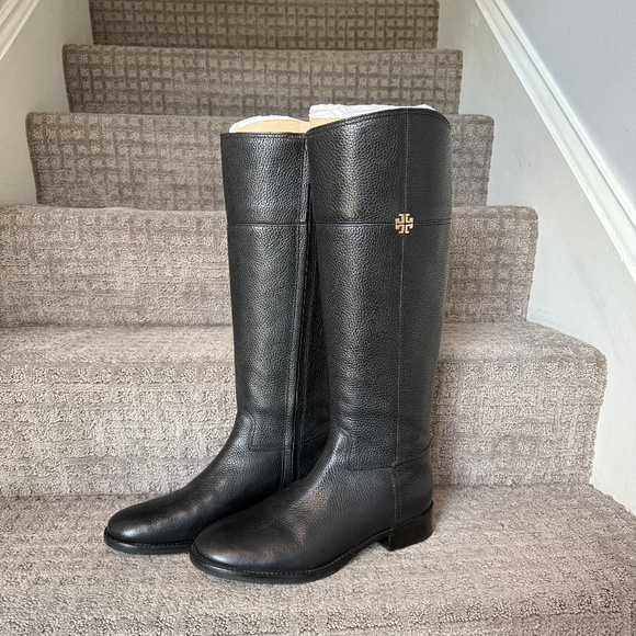 Tory Burch Jolie Riding Boots, black leather, size 9